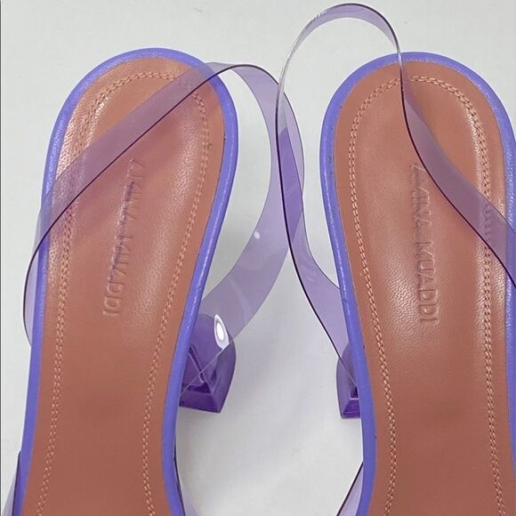 Amina Muaddi Rosie Crystal-Embellished Transparent Slingback Pumps size 39 - Picture 7 of 13